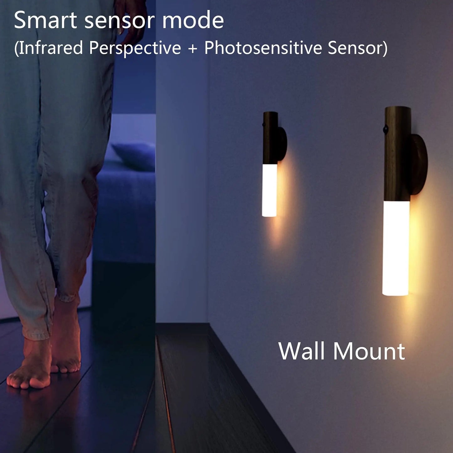 Intelligent Human Body Induction Night Light Motion Sensor LED Rechargeable Lamp Corridor Cabinet Wall Light for Bedroom Toilet